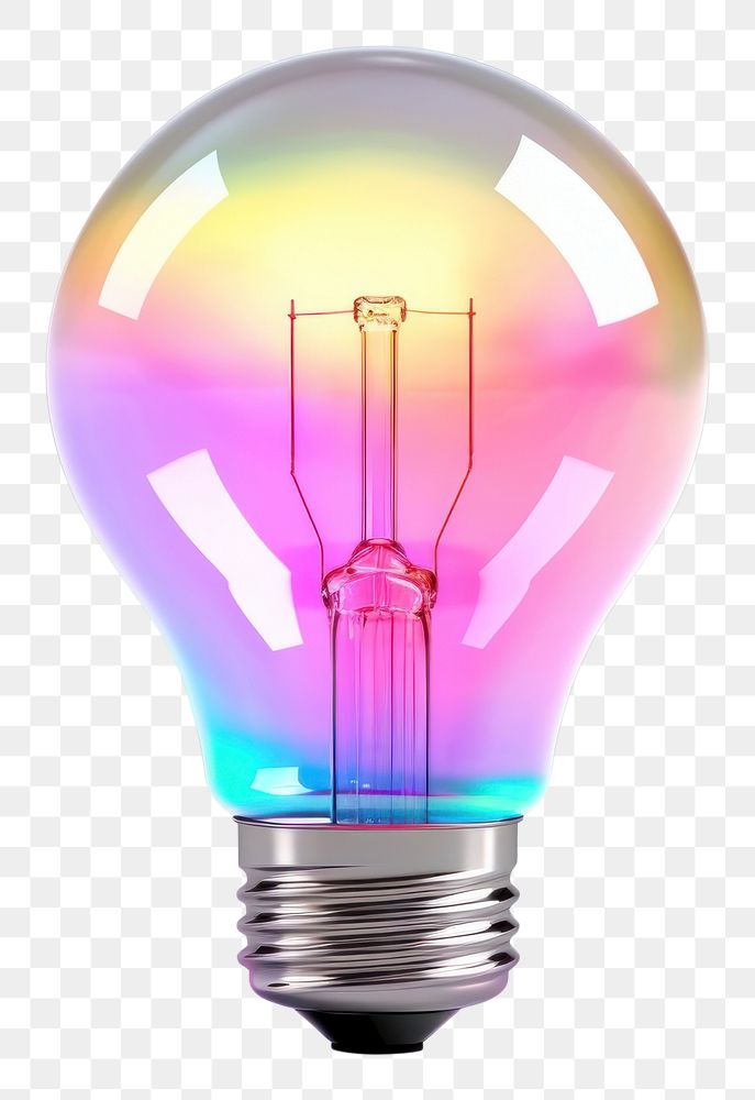 PNG  Icon light bulb iridescent lightbulb white background electricity.