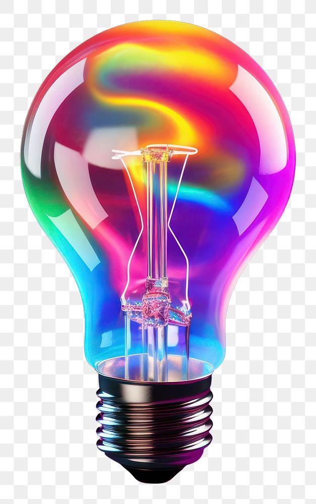 PNG  Icon light bulb iridescent lightbulb illuminated electricity.