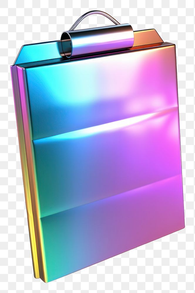 PNG  Metal checklist icon iridescent bag white background briefcase.