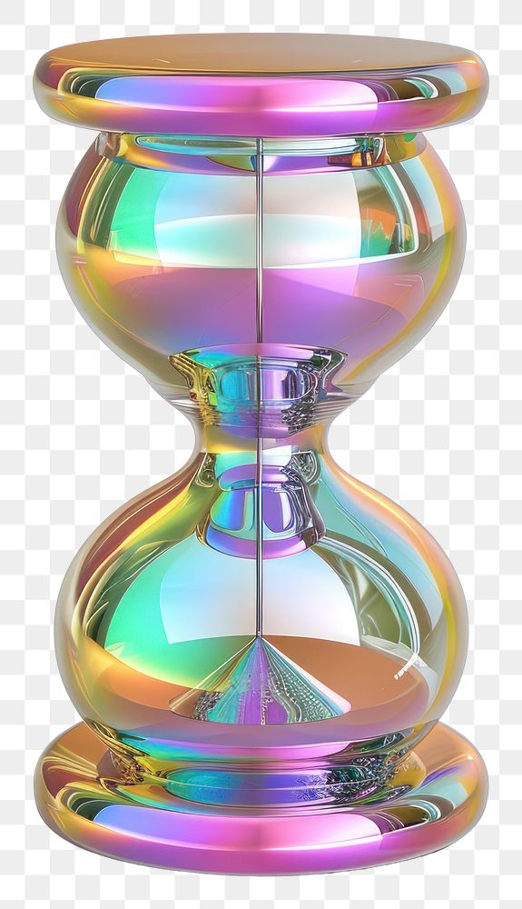 PNG  Hourglass icon iridescent metal white background biotechnology.