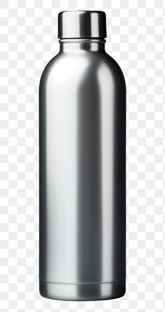 PNG  Oil tin stainless bottle mockup gray gray background refreshment.