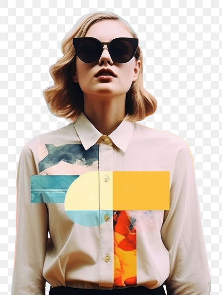PNG  Collage Retro dreamy shirt adult sunglasses creativity.