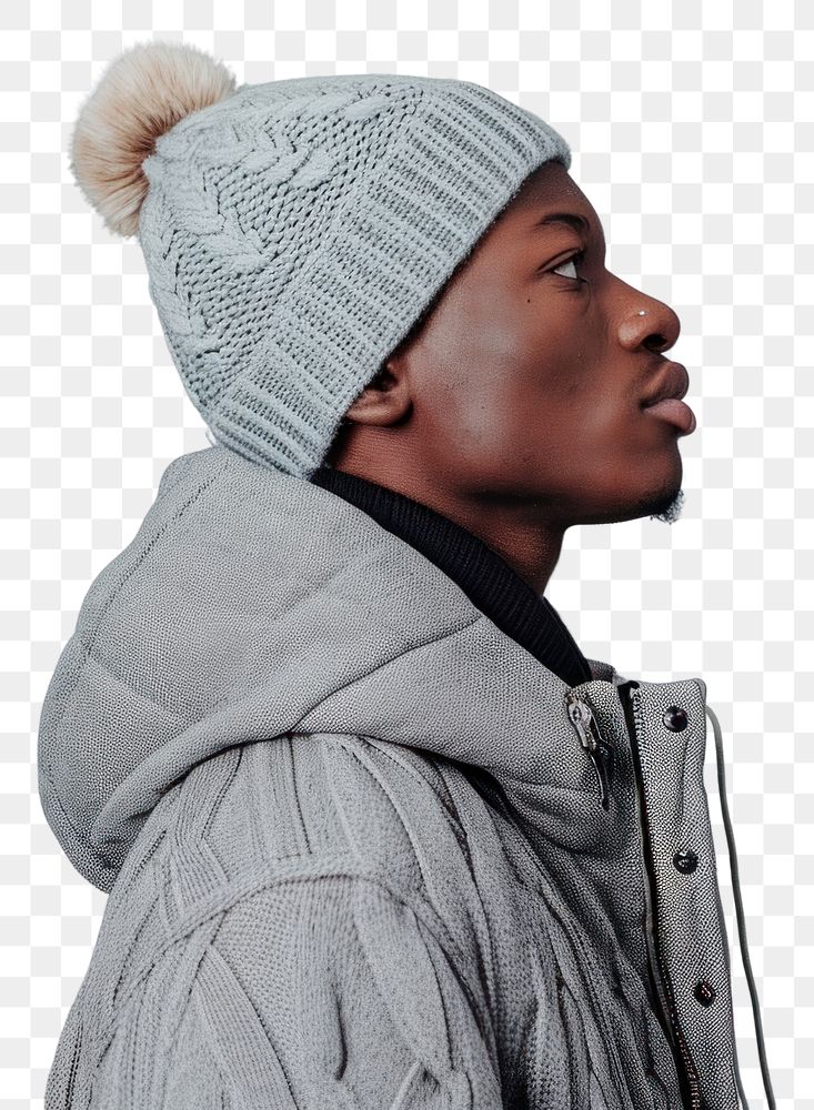 PNG African american man sweater adult hat.