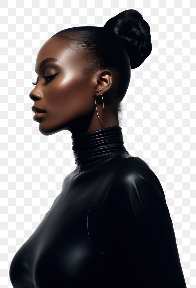 PNG A black skin woman photography portrait fashion.
