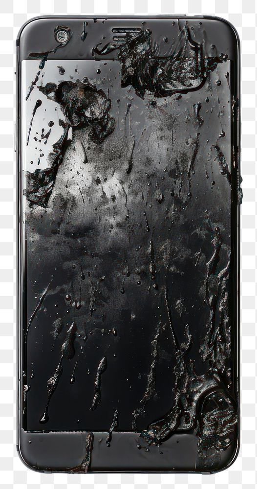 PNG  Mobile phone with burnt white background destruction electronics.