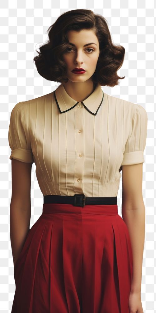 PNG  Retro photography of a woman sleeve blouse adult.