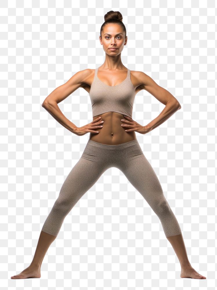 PNG Full length portrait of a fit American woman standing in a yoga position sports adult determination.
