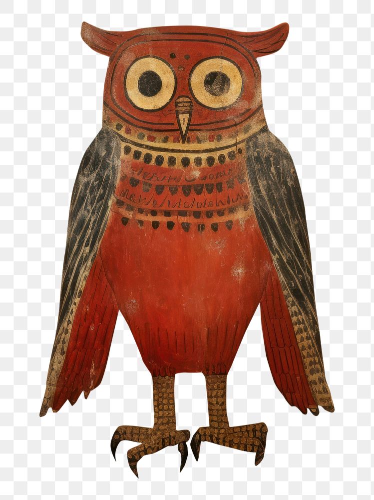 PNG  Owl hieroglyphic carvings painting animal bird.