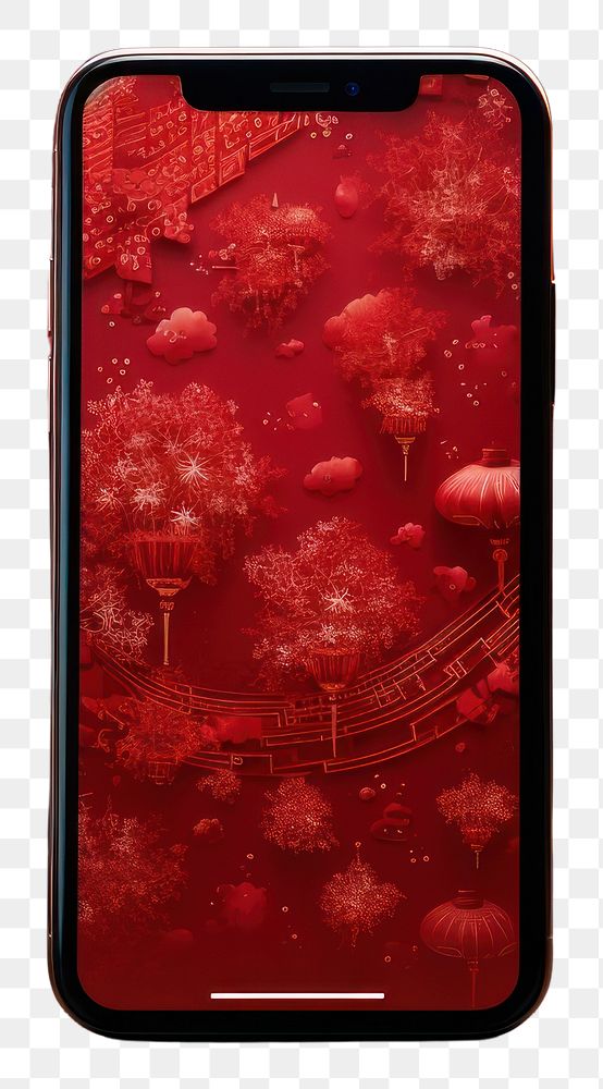 PNG  Chinese New Year style of smartphone red chinese new year architecture.