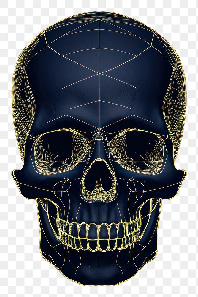PNG  Skull diagram blue technology.
