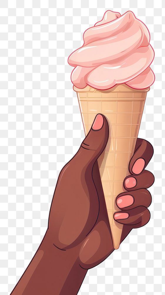 PNG Human hand holding Ice cream dessert cartoon food.