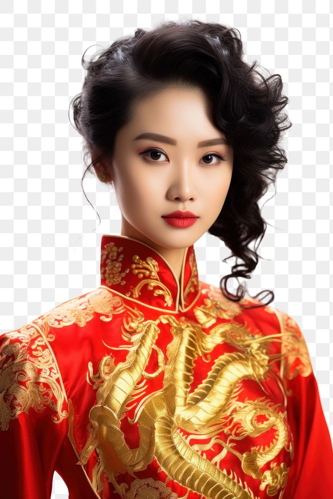 PNG  Chinese woman dress tradition portrait. AI generated Image by rawpixel.