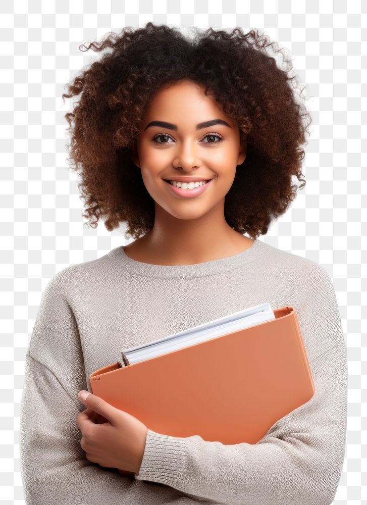 PNG College student holding books adult woman white background