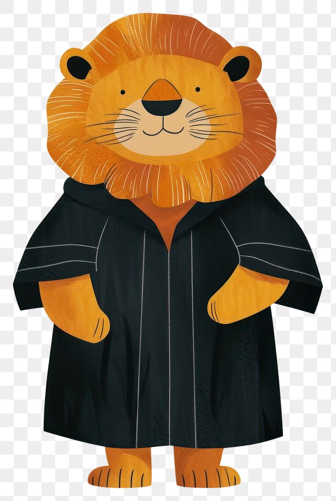 PNG A lion graduates wearing a graduation gown animal cartoon mammal.