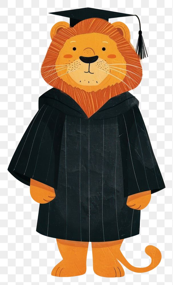 PNG A lion graduates wearing a graduation gown representation achievement mortarboard.