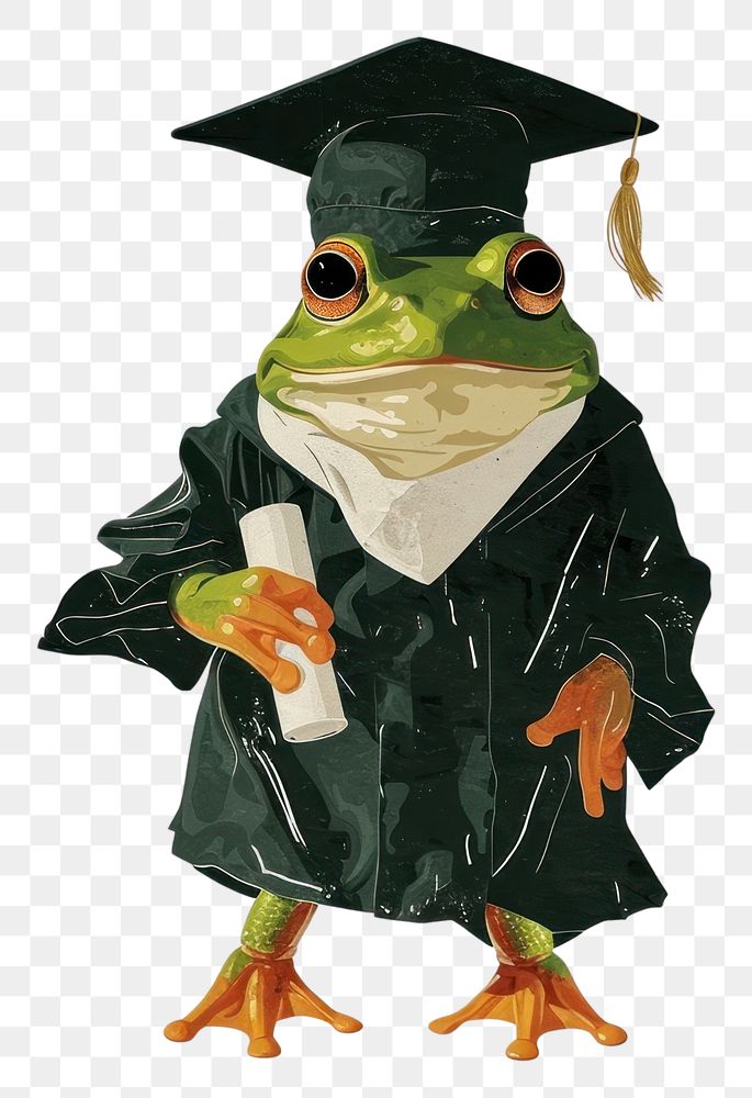 PNG A Frog graduates wearing a graduation animal frog art.