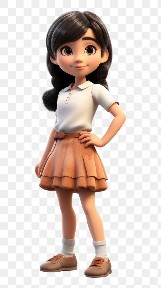 PNG  Asian girl figurine cartoon skirt. 