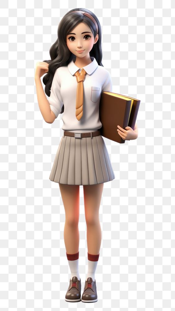 PNG  Asian high school girl publication miniskirt cartoon. 