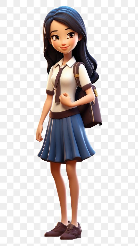 PNG Asian high school girl figurine cartoon skirt. 