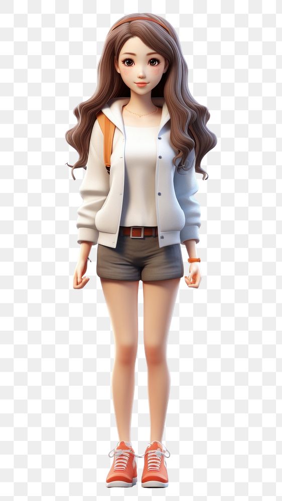 PNG  Korean girl figurine cartoon shorts. AI generated Image by rawpixel.