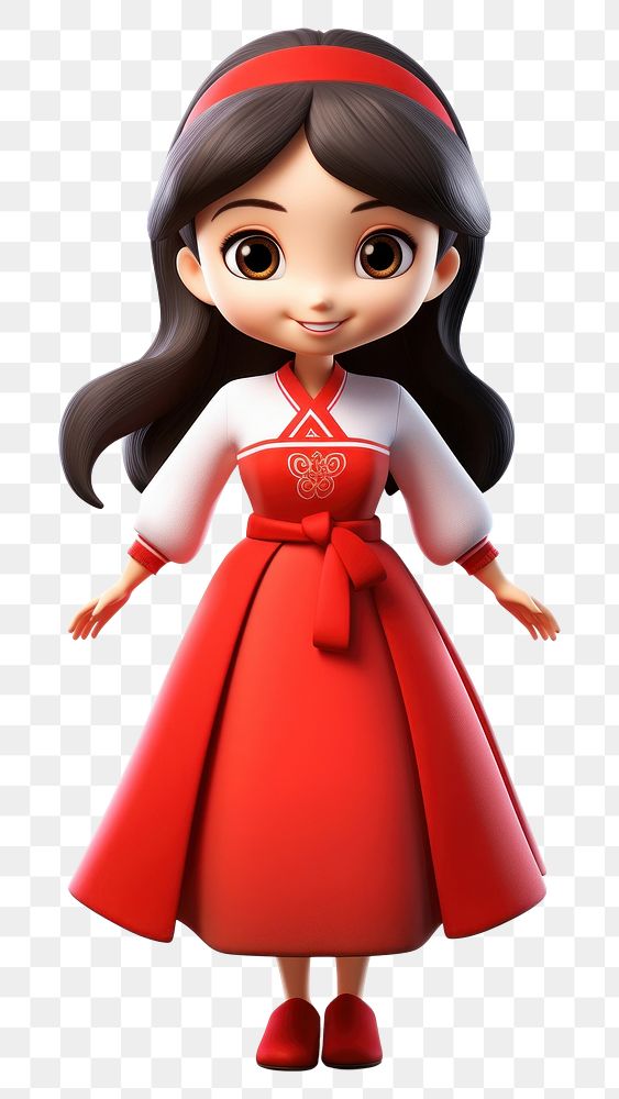 PNG  Korean woman cartoon dress doll. AI generated Image by rawpixel.