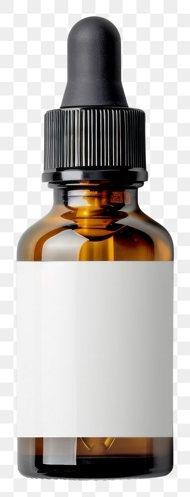 PNG Brown serum bottle mockup perfume label aftershave.