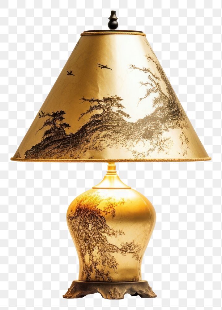 PNG  Chinese lamp lampshade gold art. AI generated Image by rawpixel.