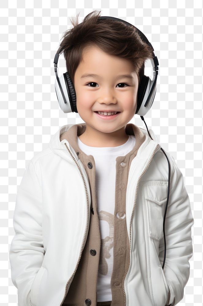PNG Japanese kid DJ headphones portrait headset.