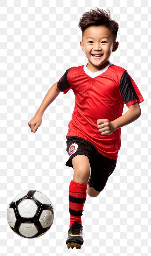 PNG Japanese kid Football player football kicking sports.