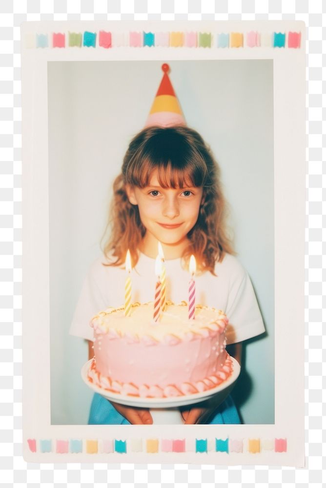 PNG Girl with birthday cake fun dessert candle. AI generated Image by rawpixel.