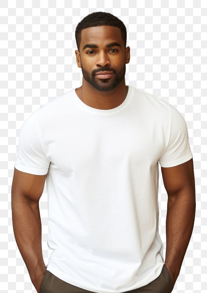 PNG  Black male t-shirt portrait sleeve. AI generated Image by rawpixel.