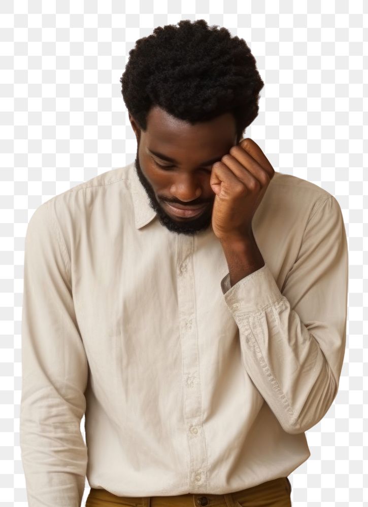 PNG Black man worried adult disappointment. AI generated Image by rawpixel.