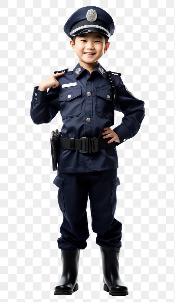 PNG Japanese kid police portrait officer costume.