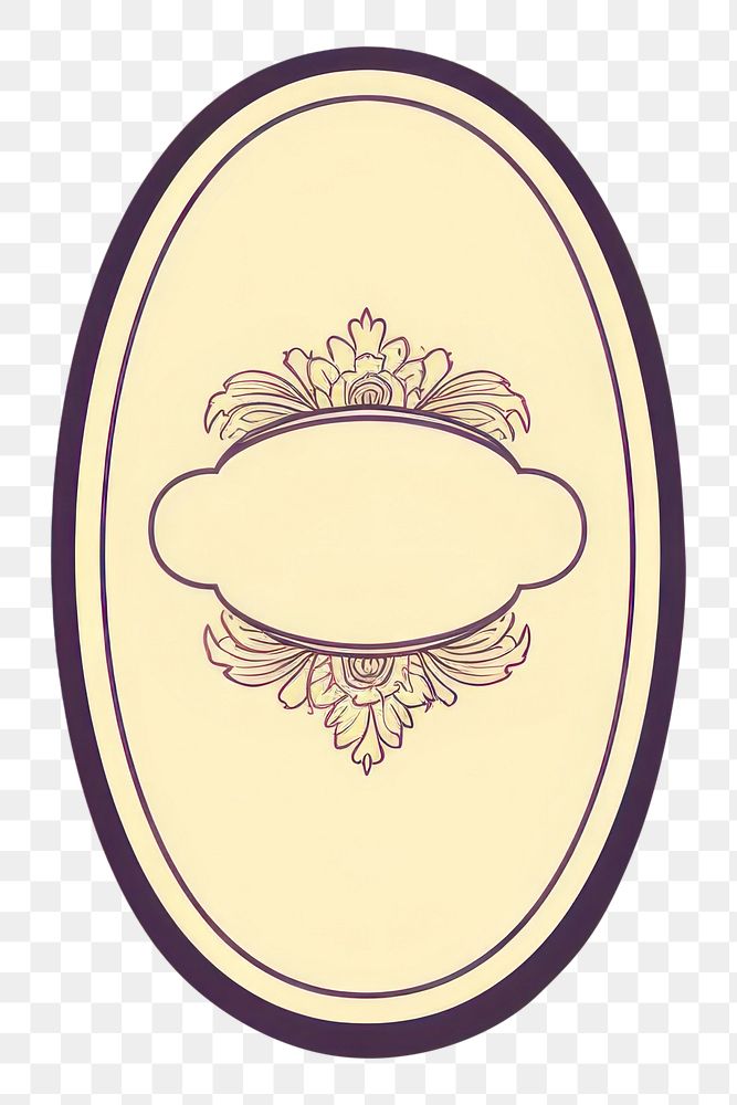 PNG Vintage oval sticker yellow logo. 