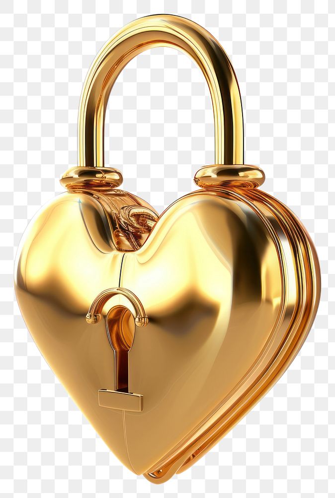 PNG The heart-shaped lock gold jewelry white background.