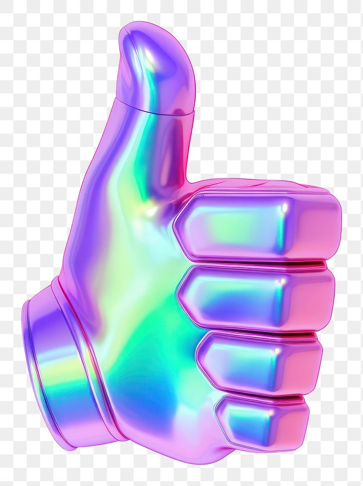 PNG  Thumbs up icon iridescent finger shape hand.