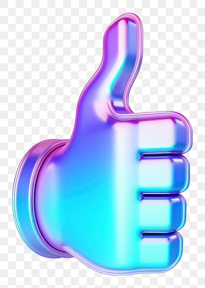 PNG  Thumbs up icon iridescent finger shape hand.