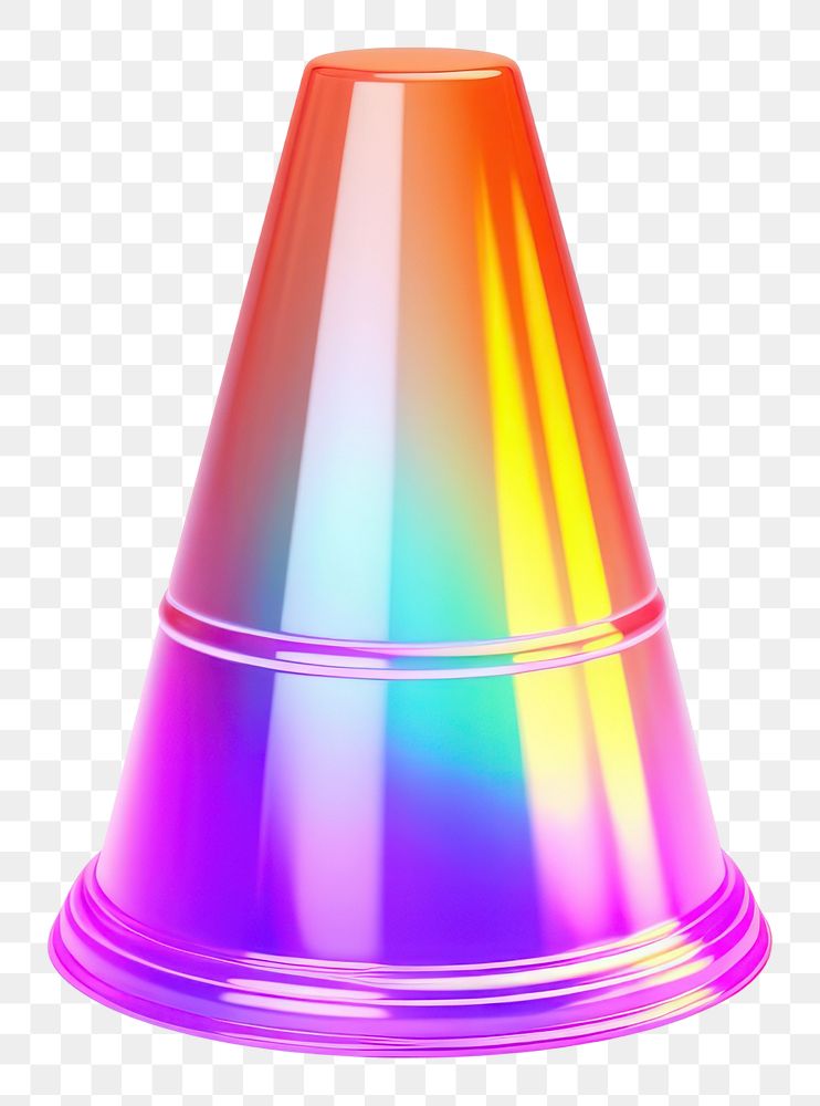 PNG  Traffic cone iridescent lighting white background technology.