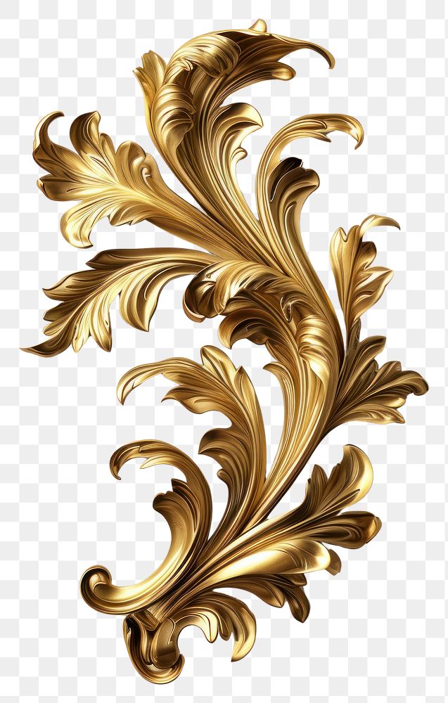 PNG A baroque leaf gold jewelry pattern.
