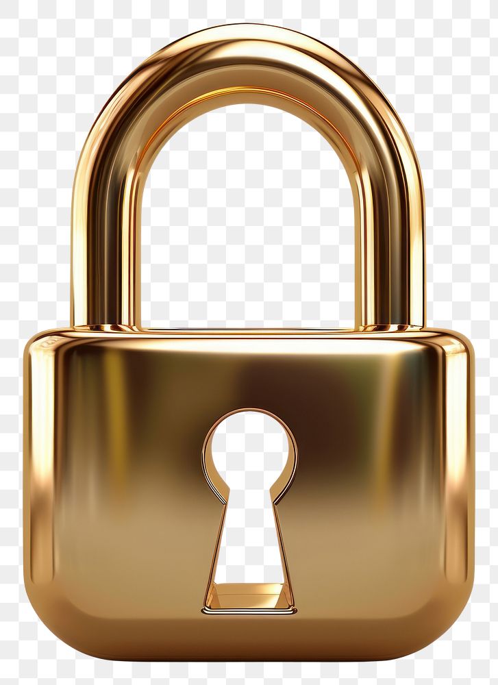 PNG Lock gold white background protection.