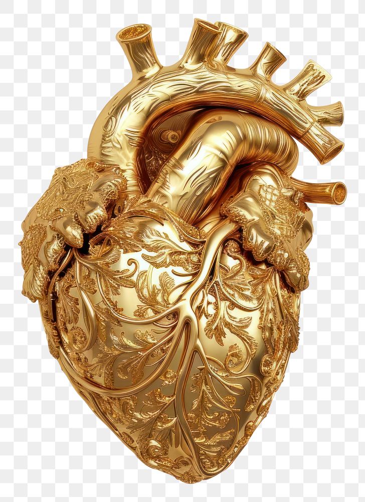 PNG A Renaissance Heart gold jewelry pendant.