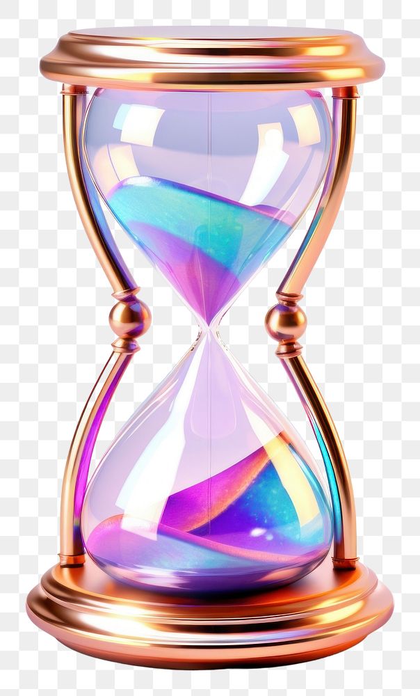 PNG  Hourglass iridescent white background deadline jewelry.