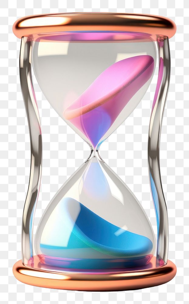 PNG  Hourglass iridescent white background deadline circle.
