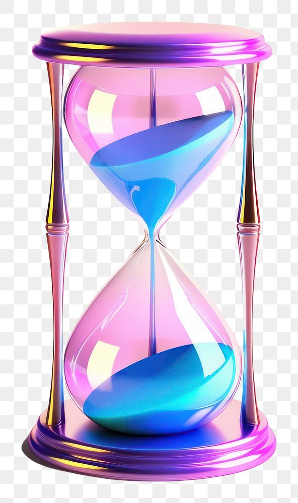 PNG  Hourglass iridescent white background deadline research.