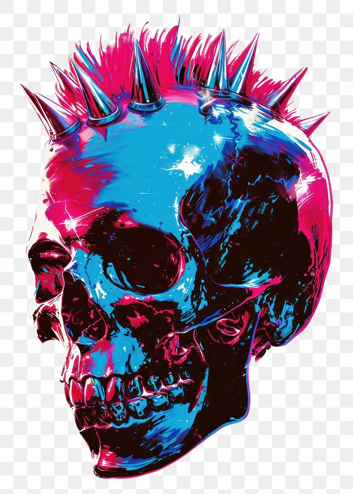 PNG A Punk Style Skull art representation creativity.