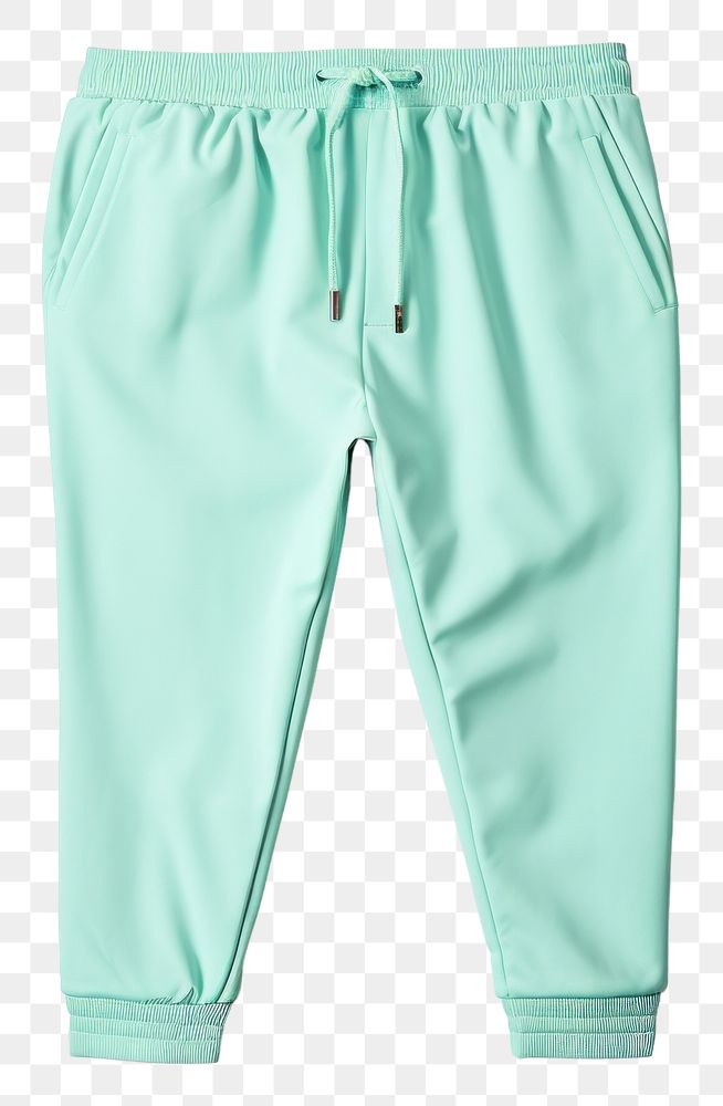 PNG  Trackpants turquoise trousers clothing. AI generated Image by rawpixel.