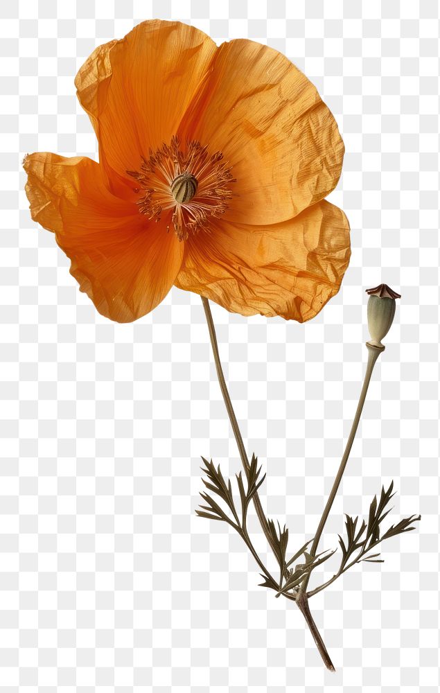 PNG Real Pressed a California Poppy flower poppy petal.