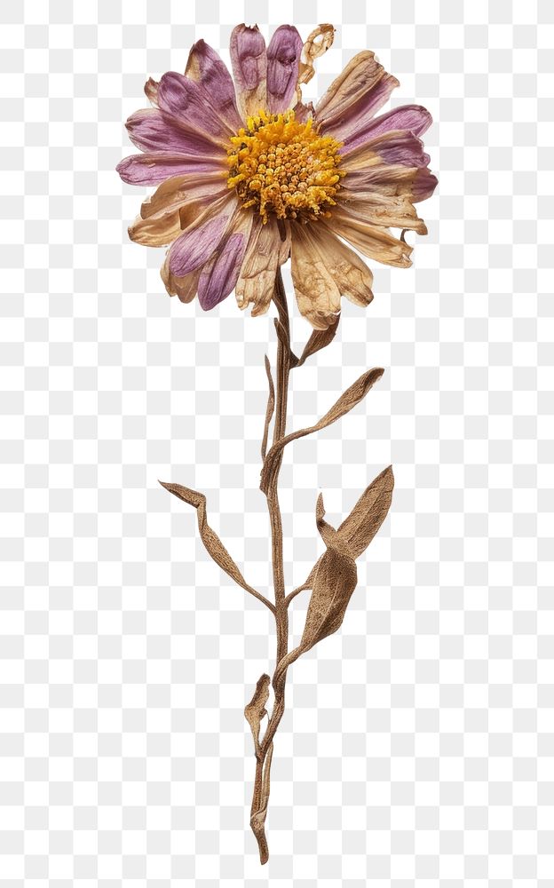 PNG Real Pressed a Aster flower petal plant.