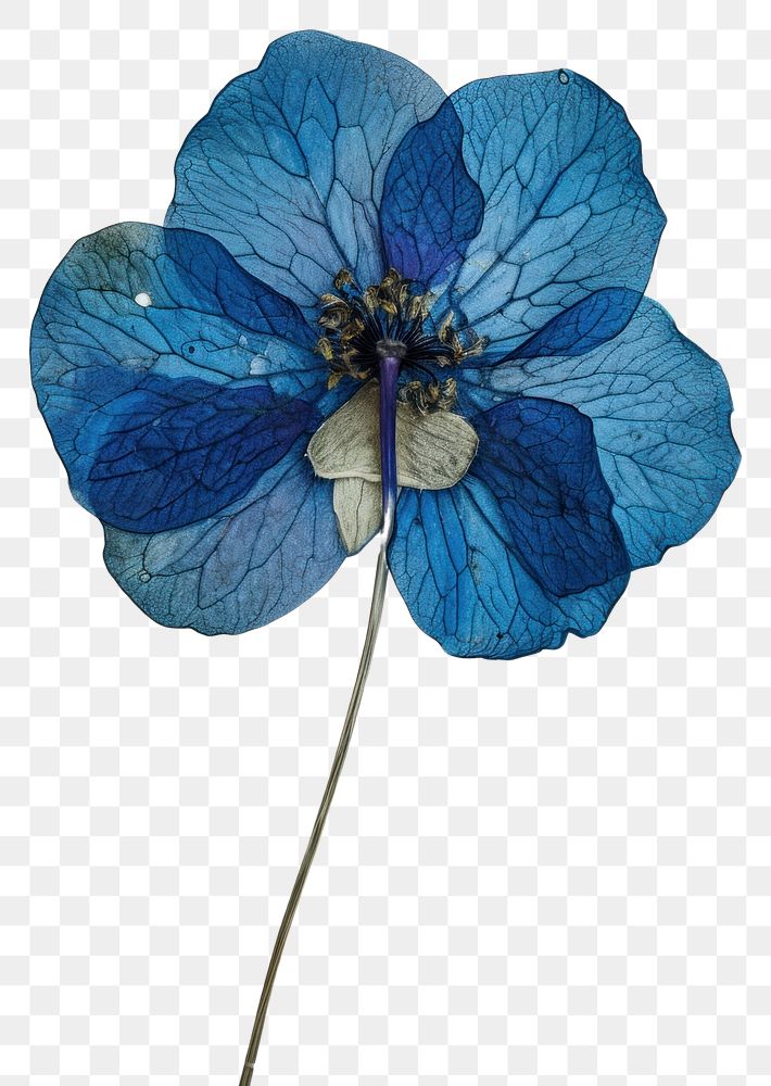 PNG Real Pressed a Blue flower petal plant blue.