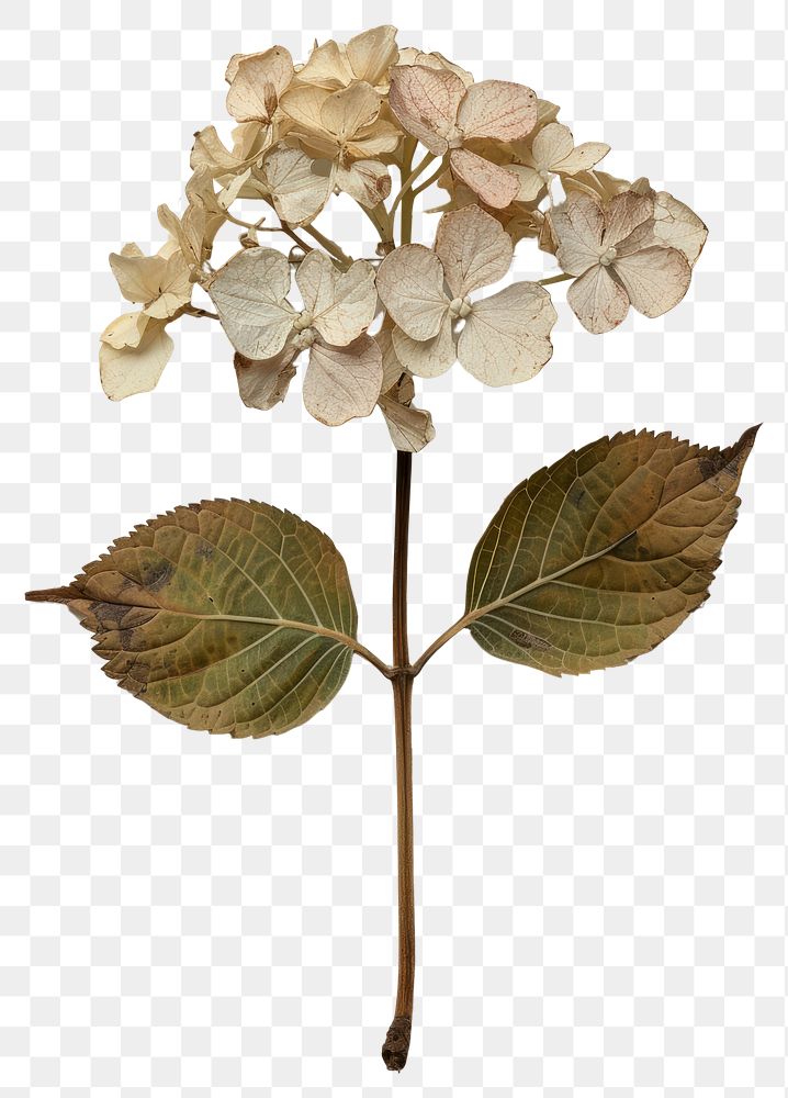 PNG Real Pressed a Hortensia flower plant leaf.